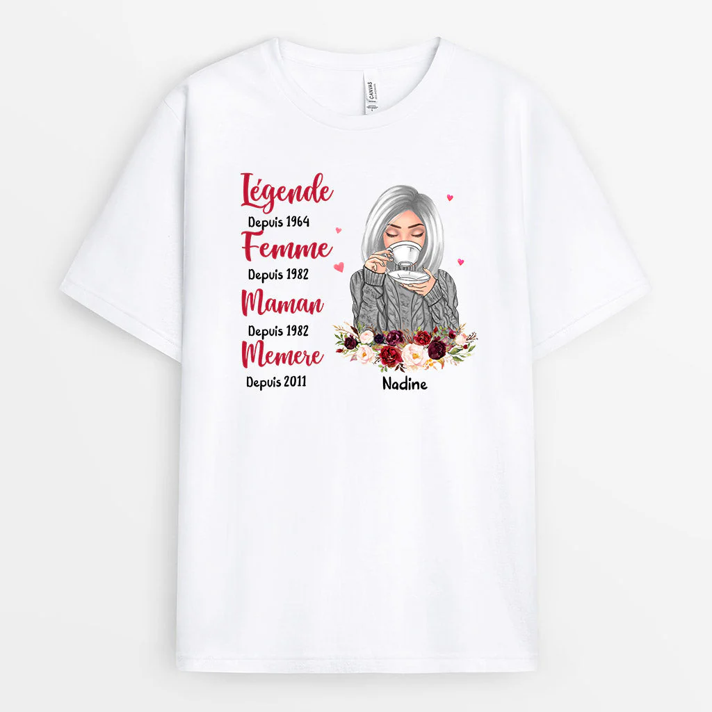 Tee Shirt Mamie Personnalisé - Légende Femme Maman Mamie Depuis