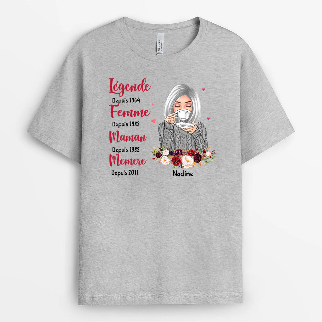 Tee Shirt Mamie Personnalisé - Légende Femme Maman Mamie Depuis - Image 2