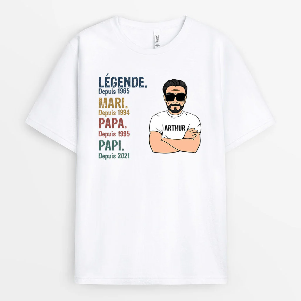 T shirt Personnalisé Papi - Légende Vintage Papa Papi - Image 2