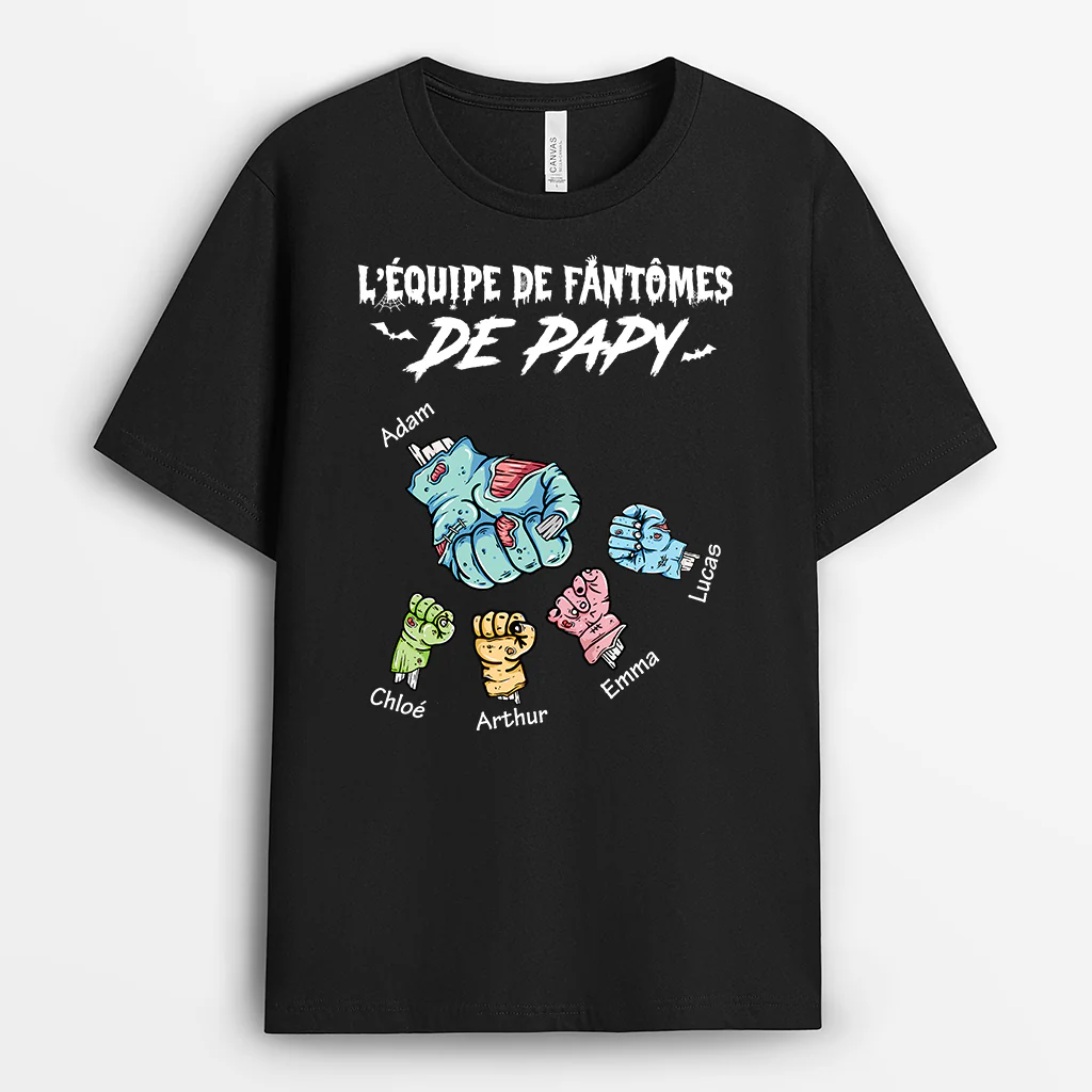 T shirt Personnalisé Grand Père - L'Équipe Des Fantômes Halloween De Papy