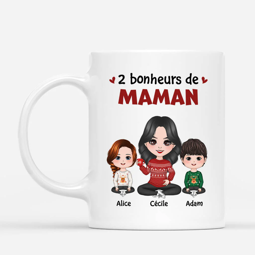 Mug personnalisé Noël – Les Bonheurs de Maman & Mamie