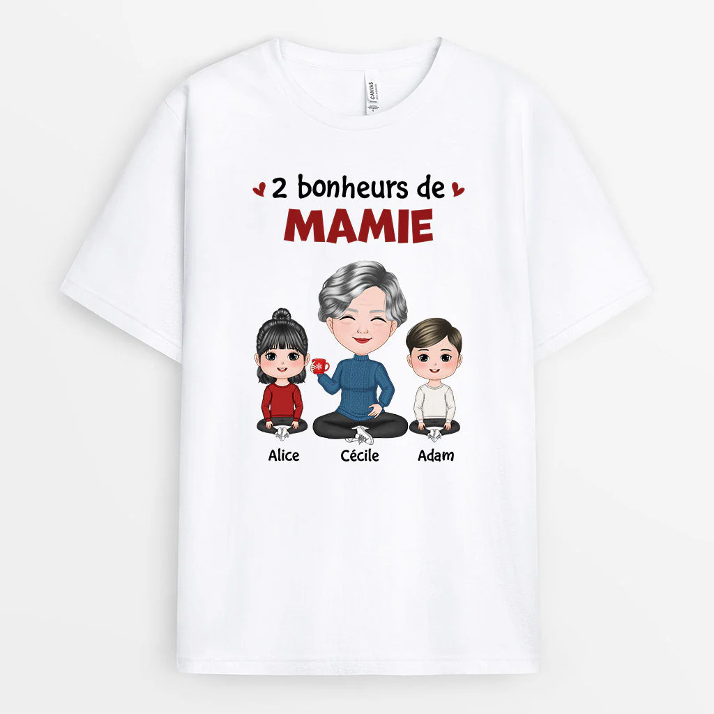 T shirt personnalisé mamie – Bonheurs de maman/mamie