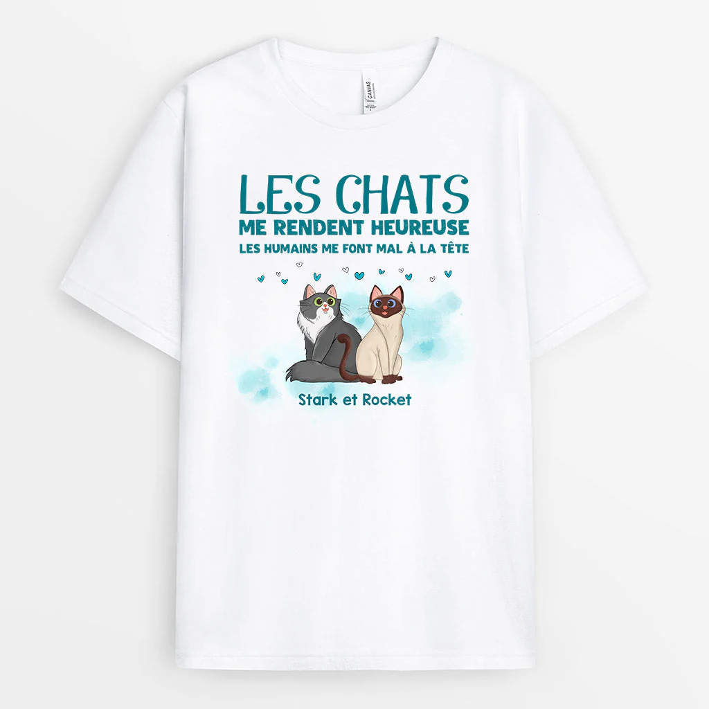 Tee Shirt Personnalisé Avec Chat - Les Chats Me Rendent Heureux