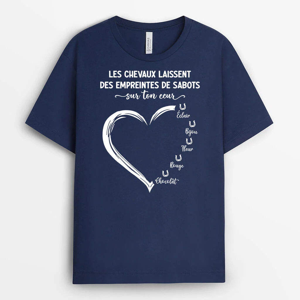Les Chevaux Laissent Des Empreintes De Sabots Sur Ton Cœur - T-shirt Personnalisé Cheval - Image 2