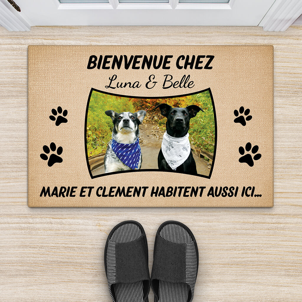 Tapis personnalisable avec photo – Les chiens vivent ici - Image 2