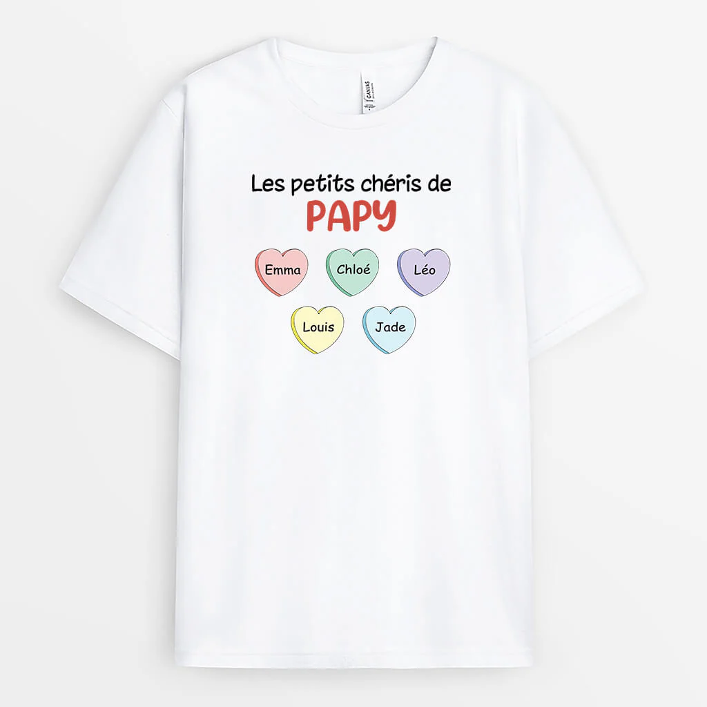 Tee Shirt Personnalisé Papy - Les Petits Chéris De Papy Avec Cœurs