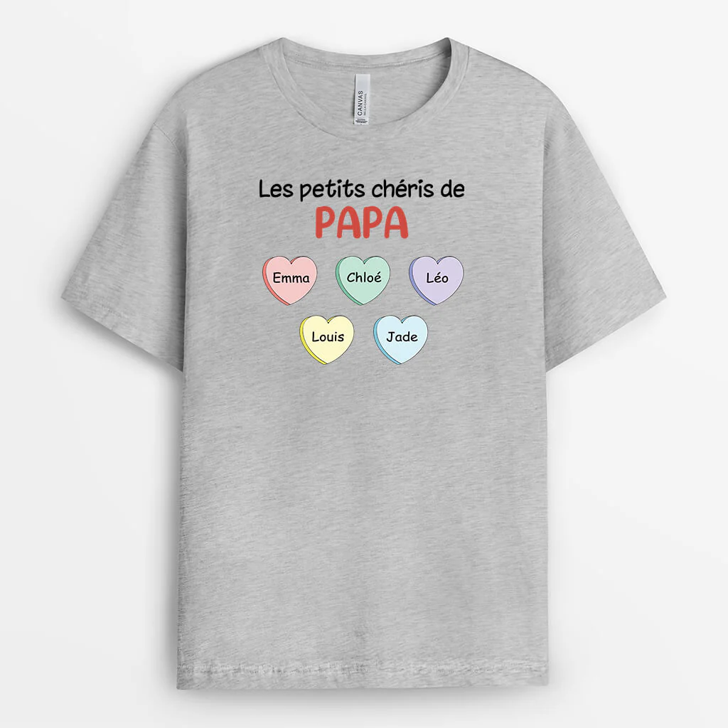 Tee Shirt Personnalisé Papy - Les Petits Chéris De Papy Avec Cœurs - Image 2