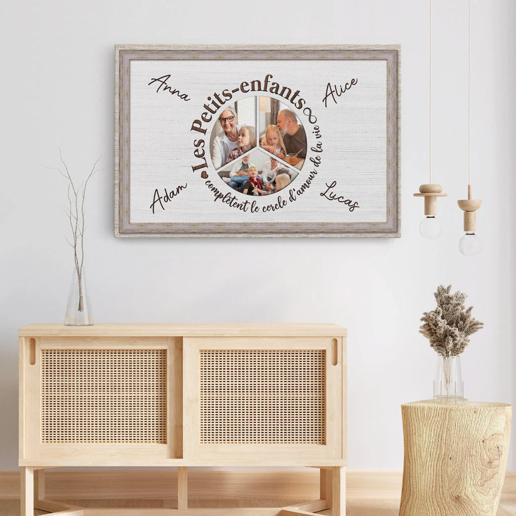 Toile Personnalisé - Les Petits-Enfants Complètent Le Cercle d'Amour De La Vie - Image 3