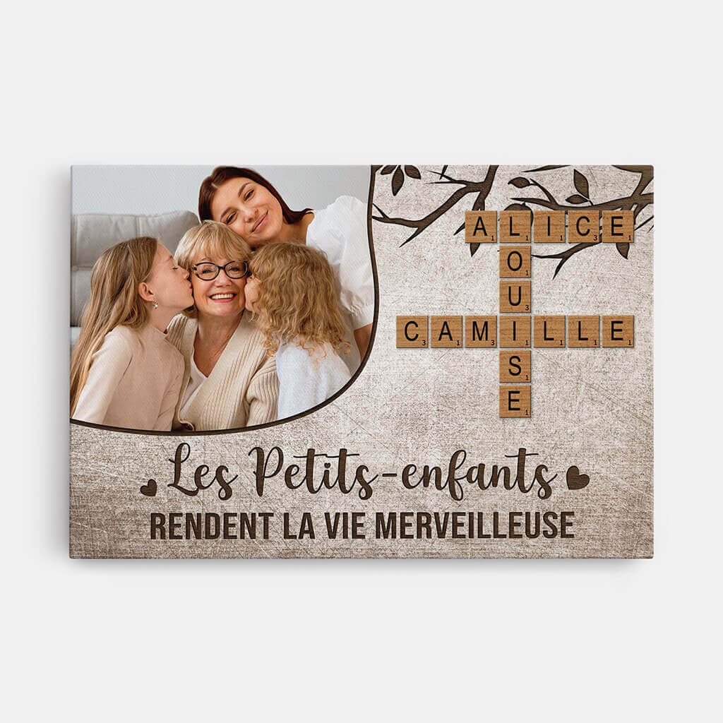 Toile Personnalisée Photo - Les Petits Enfants Avec Mots Croisés Famille