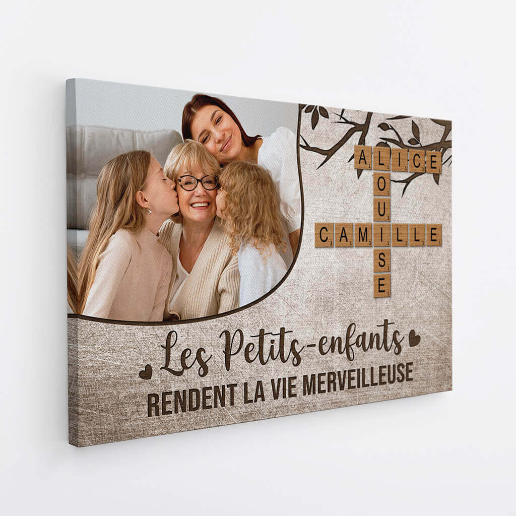 Toile Personnalisée Photo - Les Petits Enfants Avec Mots Croisés Famille - Image 2