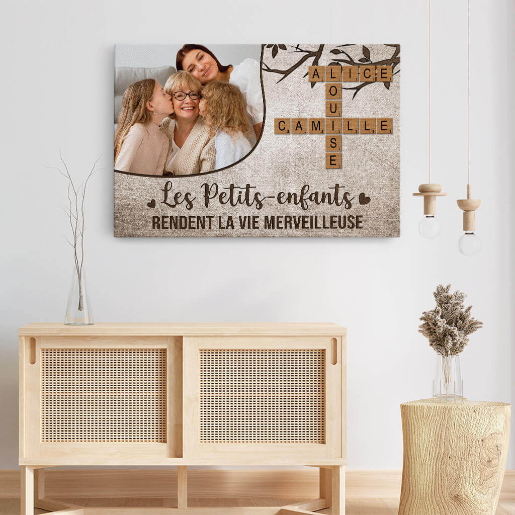 Toile Personnalisée Photo - Les Petits Enfants Avec Mots Croisés Famille - Image 3