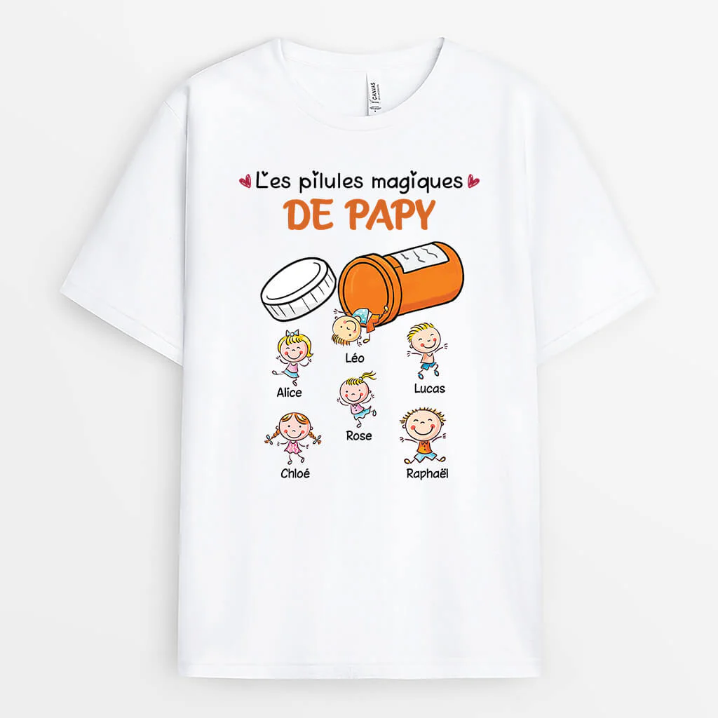 T shirt Personnalisé Papi - Les Pilules Du Bonheur De Papy