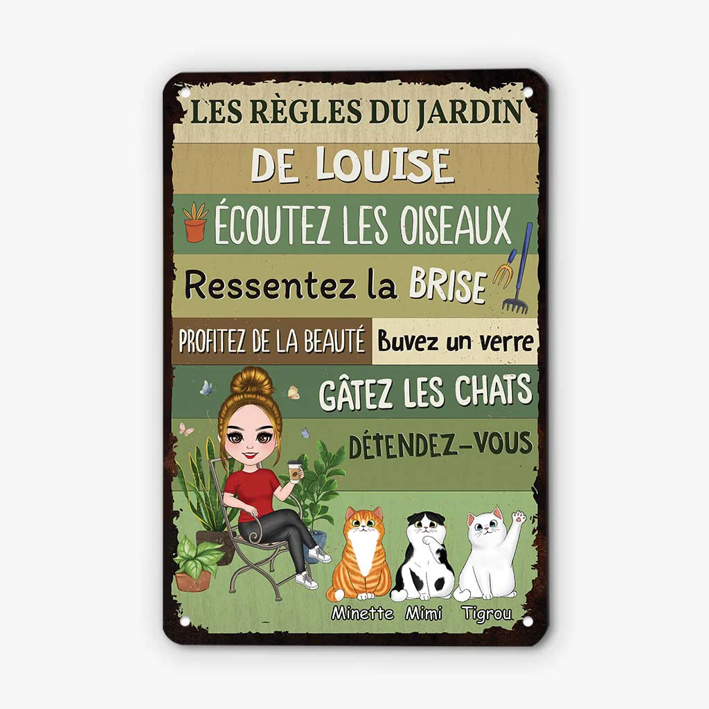 Pancarte Jardin Personnalisé | Les Règles Du Jardin De Stéphanie Avec Chats Chiens