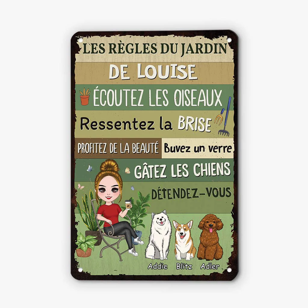 Plaque personnalisée pour jardin – Règles des chiens