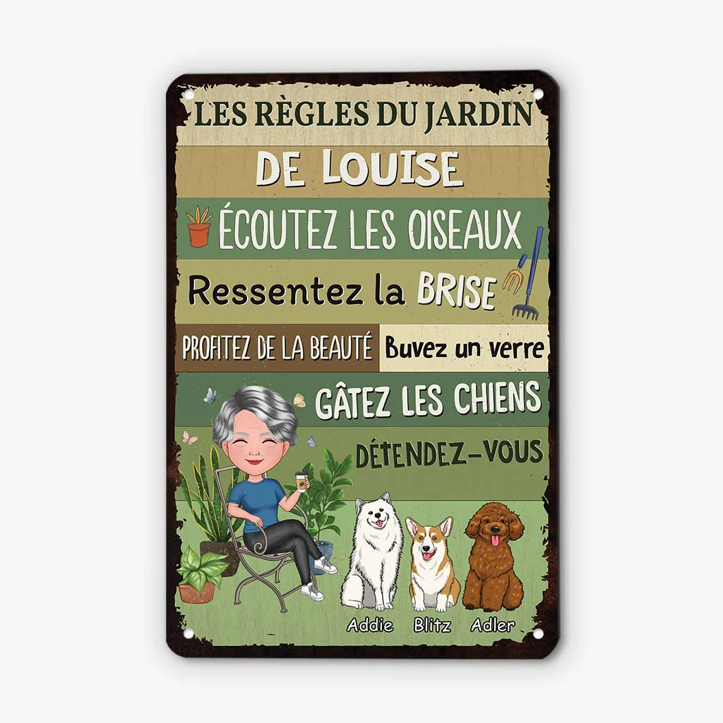 Plaque personnalisée pour jardin – Règles des chiens - Image 2