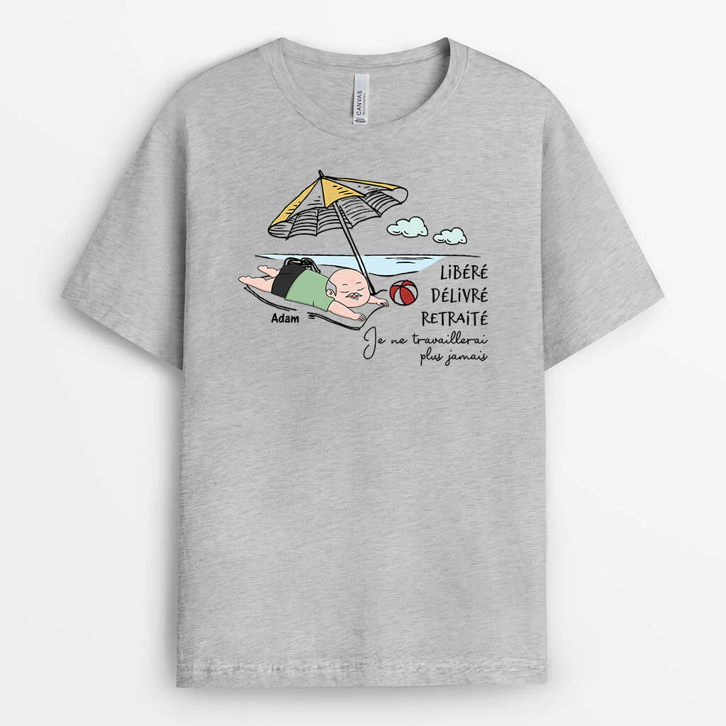 T-Shirt Personnalisé Retraite – Libérée, Délivrée, Retraitée | Version Plage - Image 2