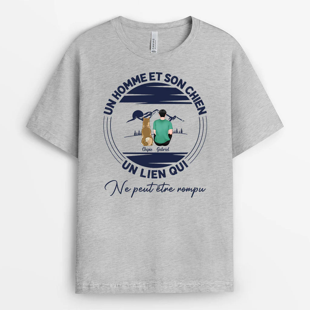 Tee Shirt Personnalisé Chien - Un Homme Et Son Chien - Image 2