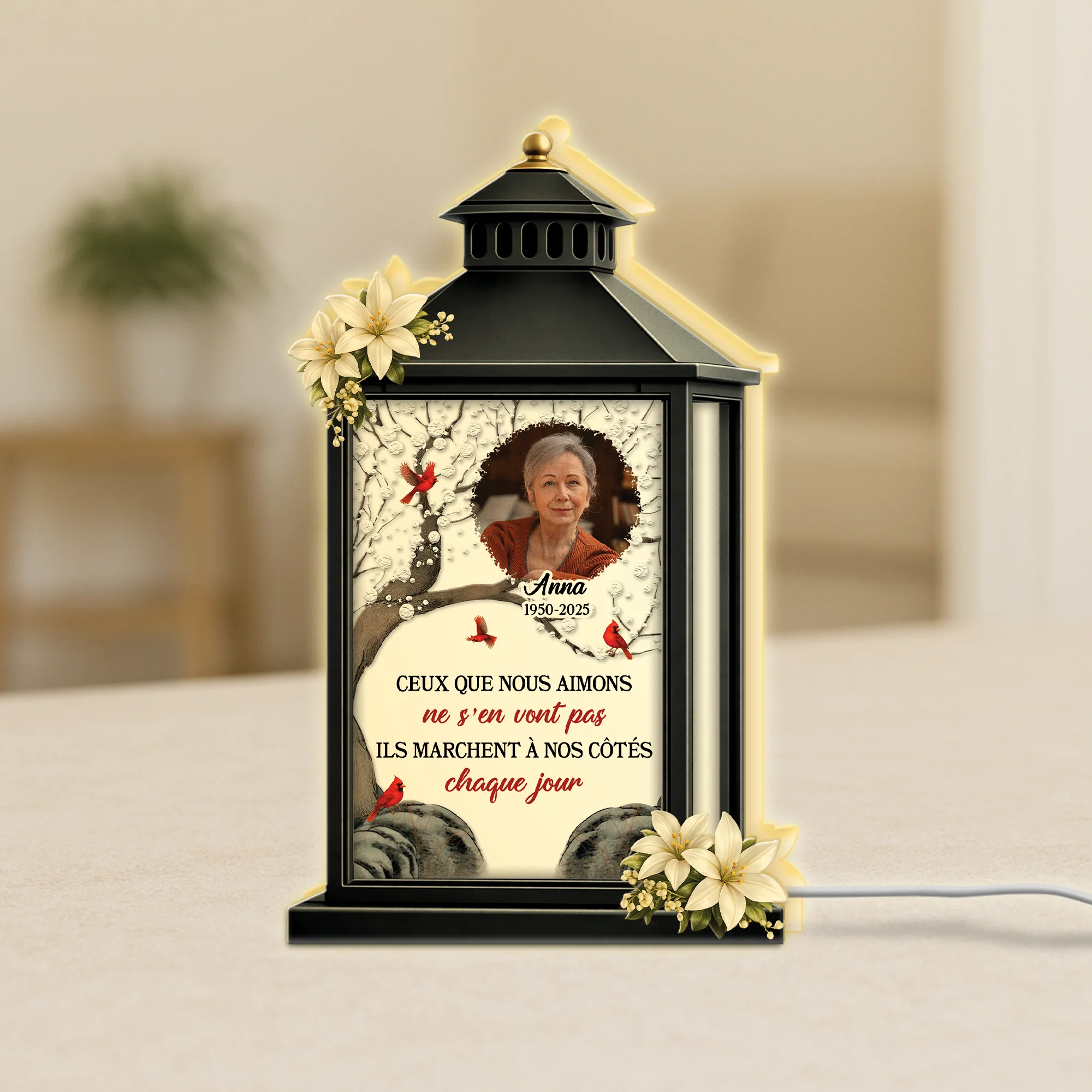 Lightbox Personnalisable Avec Photo Commémorative - Mon Papa Maman À Mes Côtés