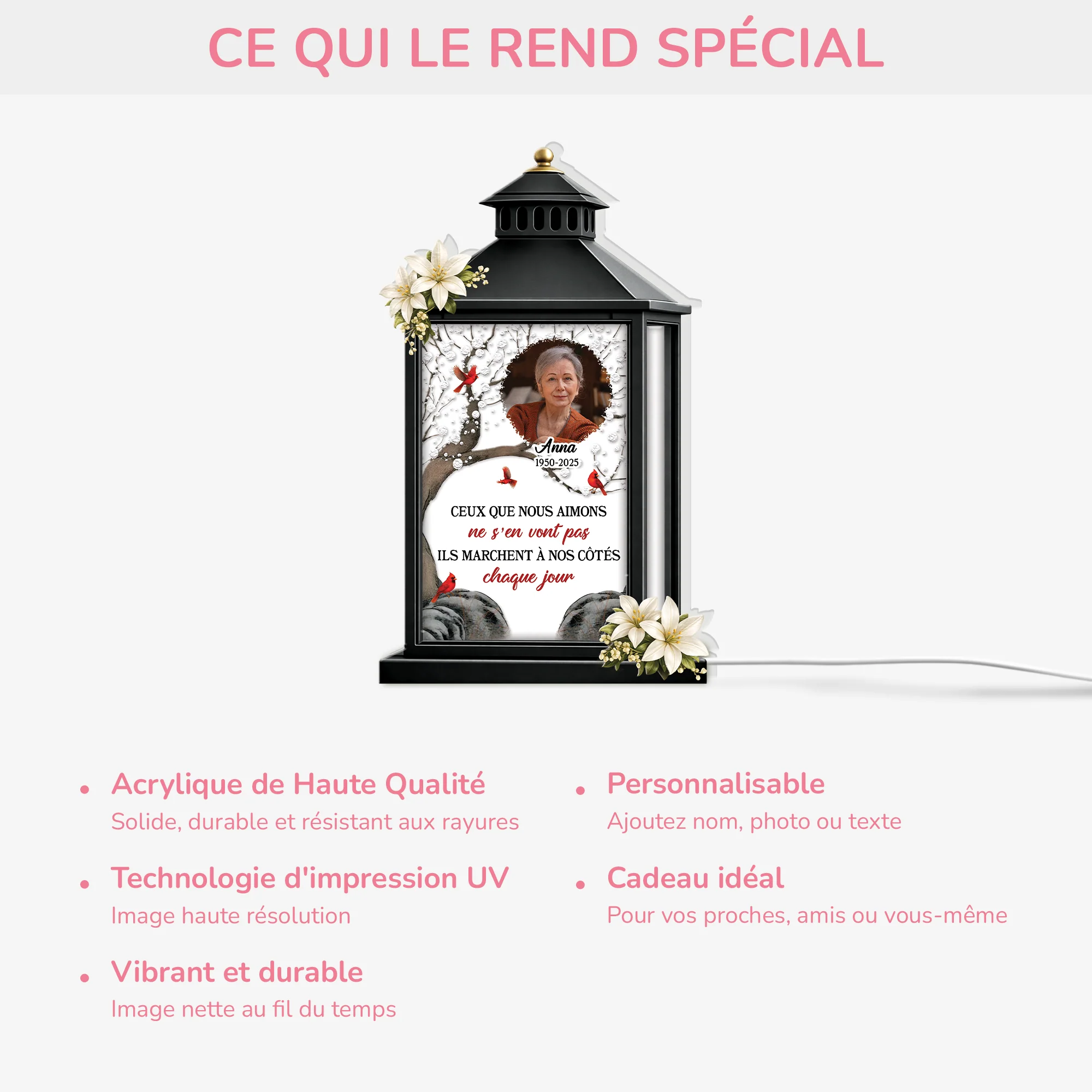 Lightbox Personnalisable Avec Photo Commémorative - Mon Papa Maman À Mes Côtés - Image 4