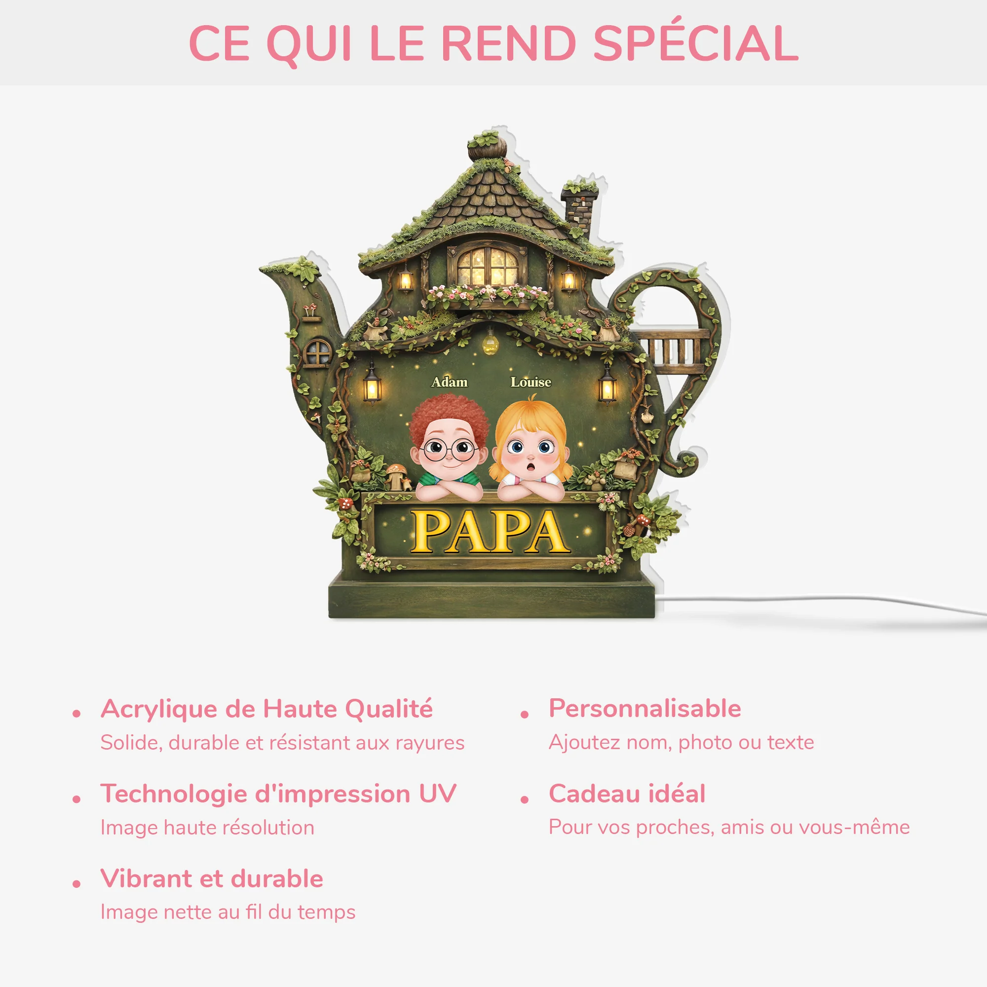Lightbox Personnalisable Avec Théière - Maman/Papa Et Ses Enfants - Image 3
