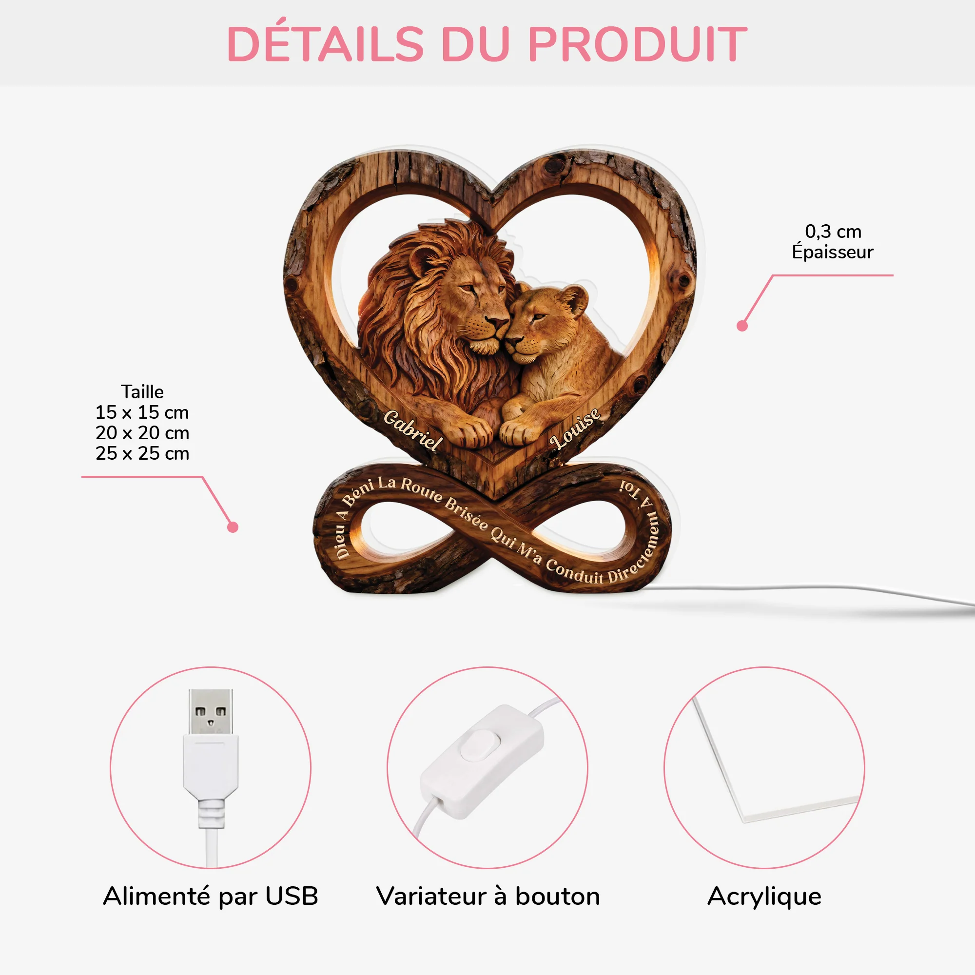 Lightbox Personnalisable - Cadeau Couple Lion Directement À ToI - Image 2