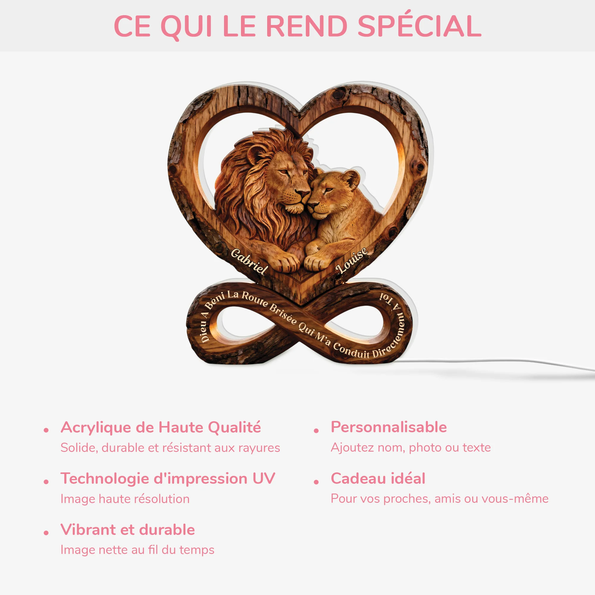Lightbox Personnalisable - Cadeau Couple Lion Directement À ToI - Image 3