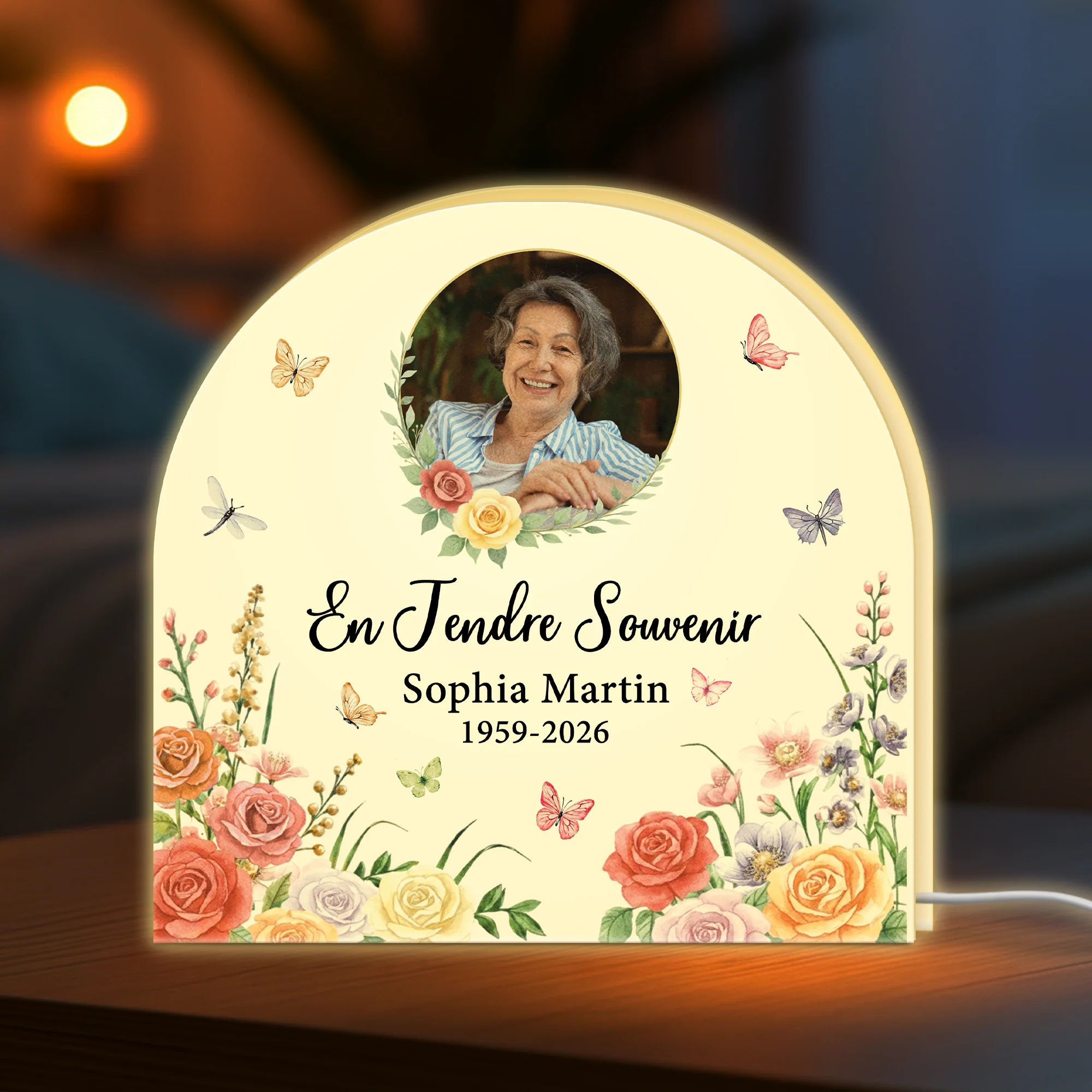 Lightbox Personnalisable Commémoratif - À La Douce Mémoire Mamie Maman