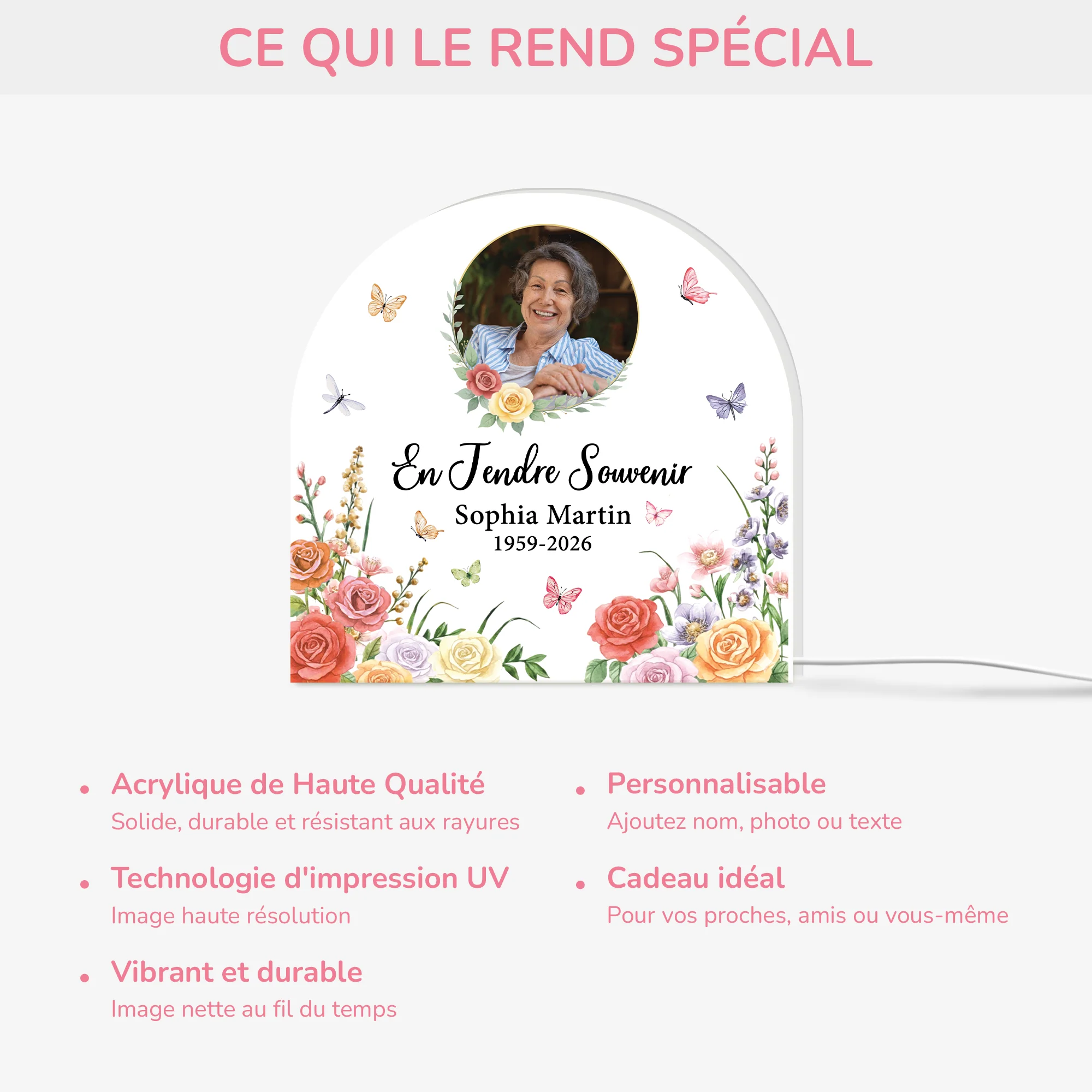 Lightbox Personnalisable Commémoratif - À La Douce Mémoire Mamie Maman - Image 4