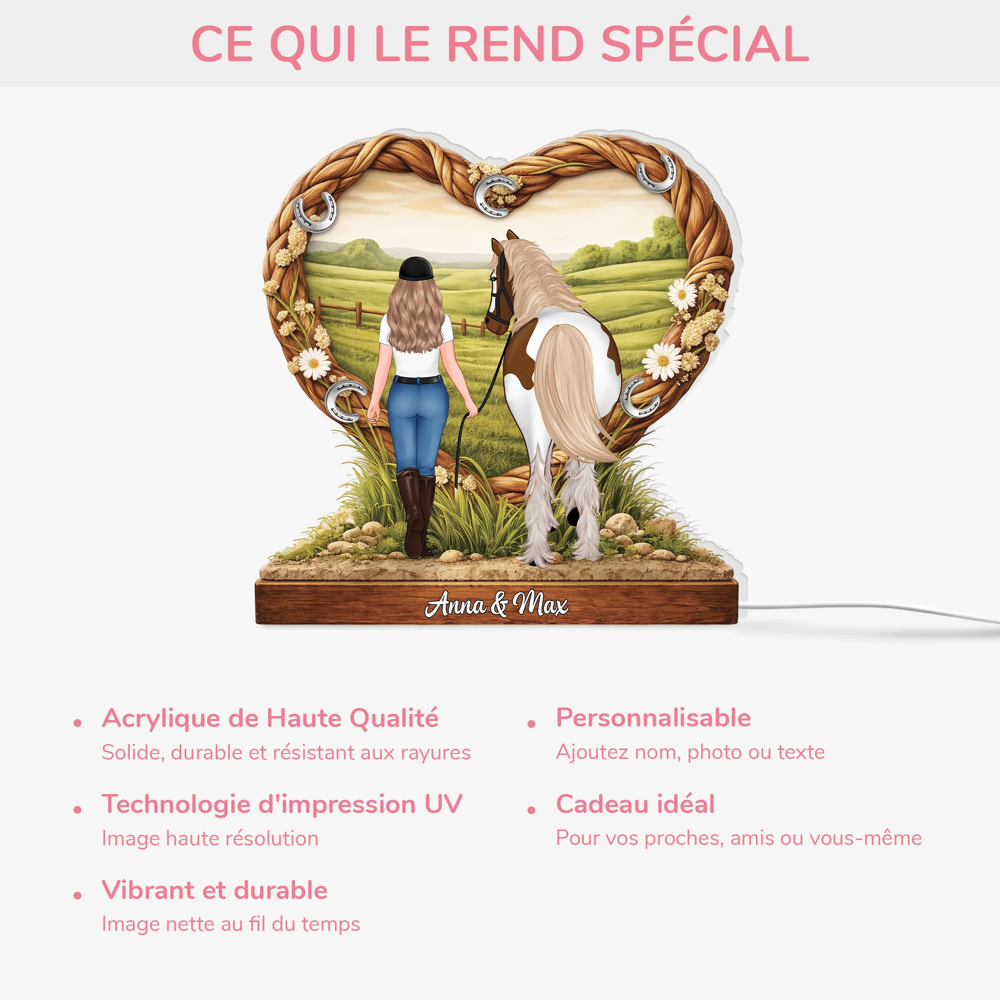 Lightbox Personnalisable Femme/Homme - Cadeau Sur Le Cheval - Image 3