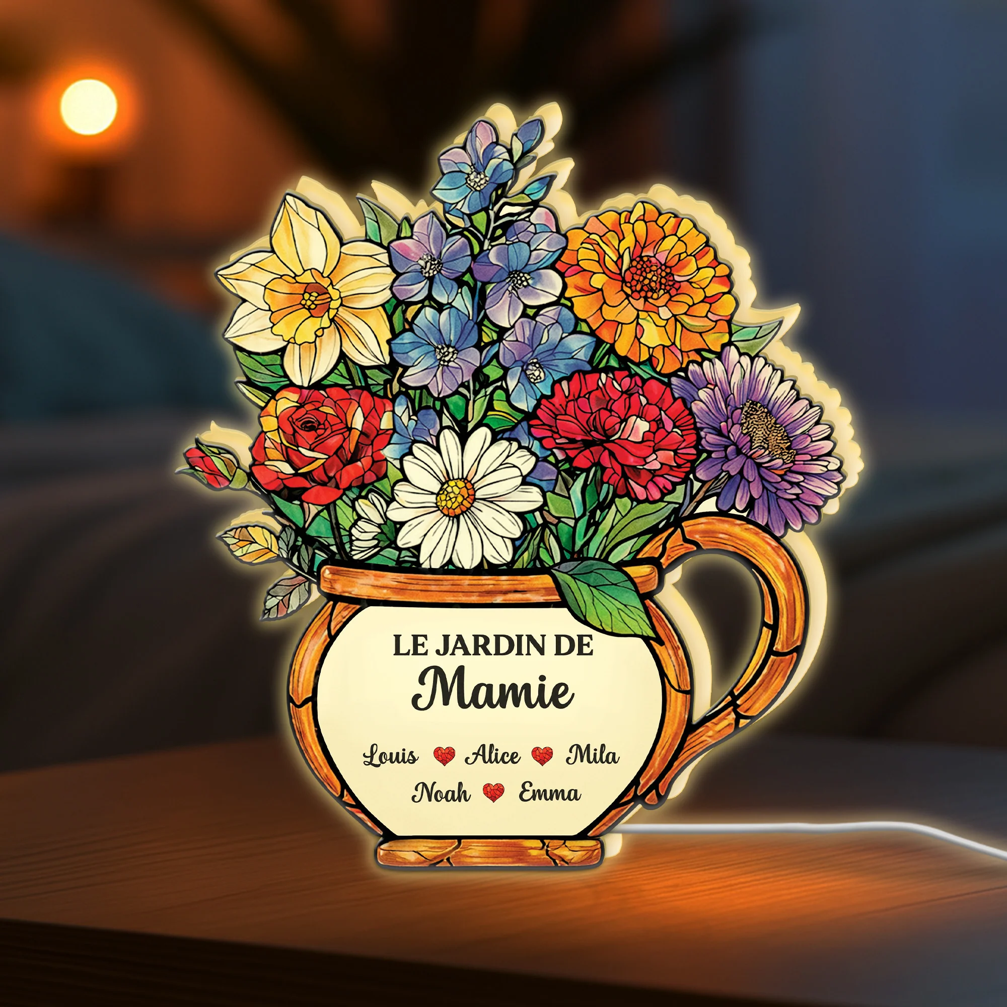 Lightbox Personnalisable - Fleurs De Mamie Maman