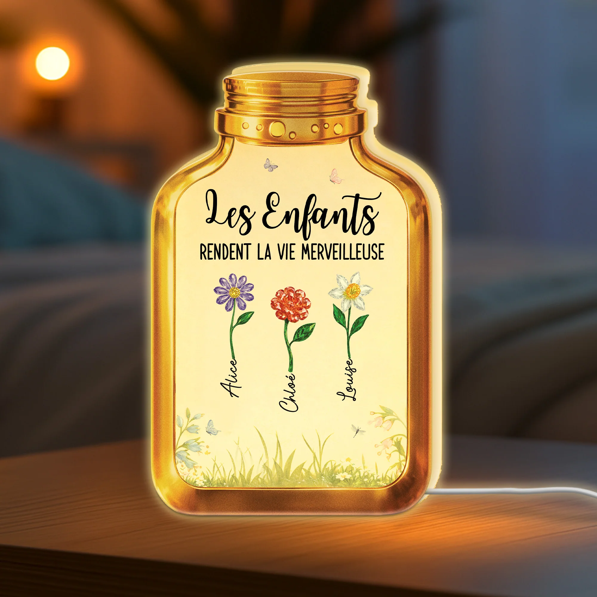 Lightbox Personnalisable - Fleurs Et Petits-enfants De Maman Mamie - Image 2