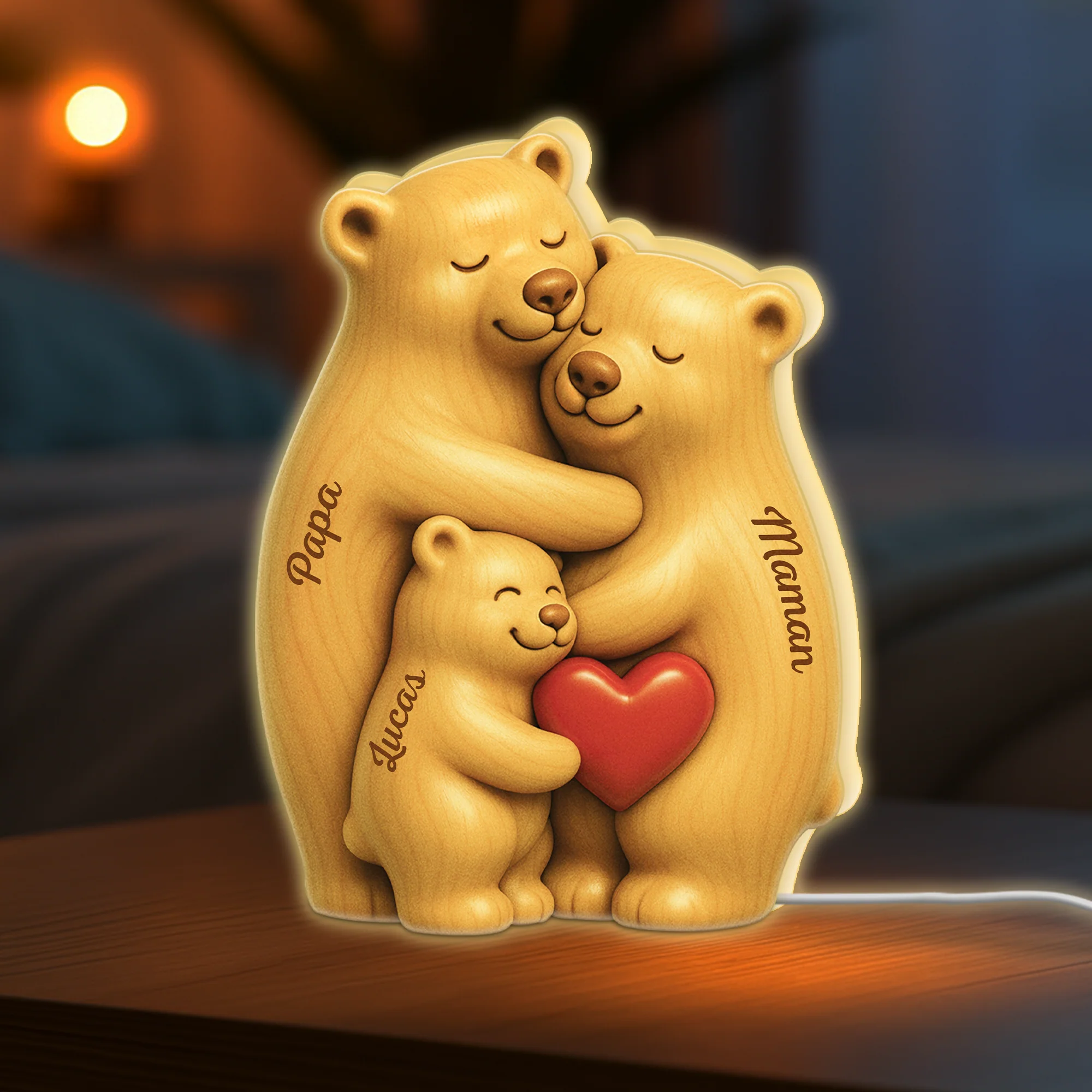 Lightbox Personnalisable - Jolie Famille Ours