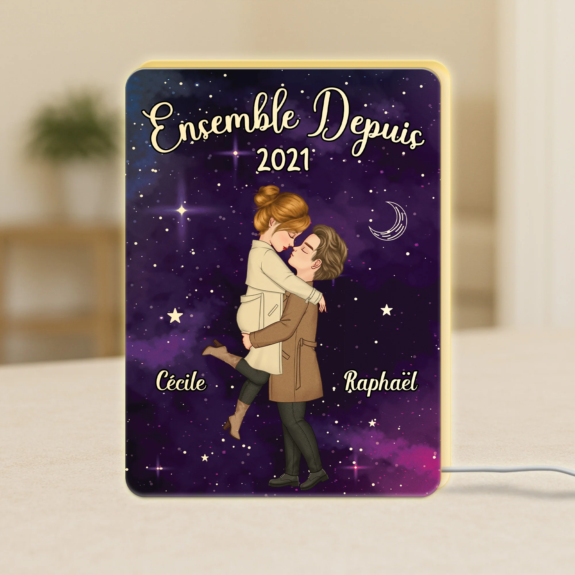 Lightbox Personnalisable Pour Couple - Ensemble Depuis