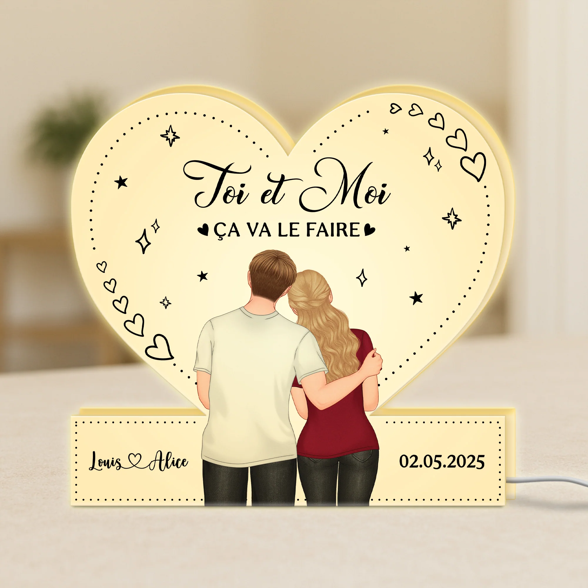 Lightbox Personnalisable Pour Couple - Toi Et Moi