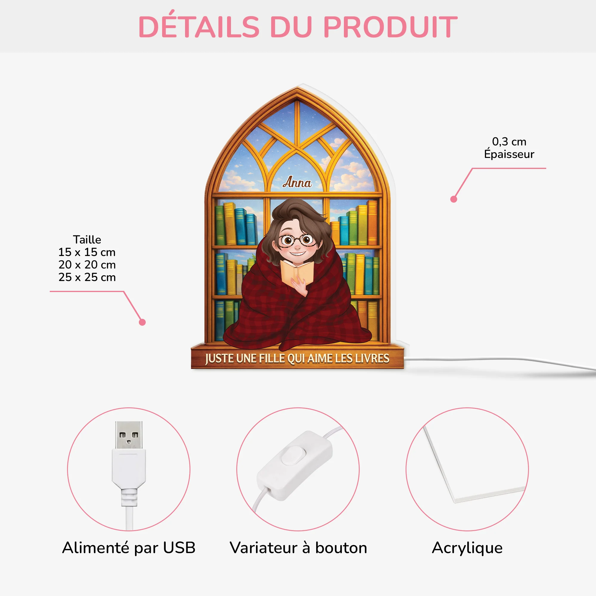 Lightbox Personnalisable - Juste Un Amoureux Des Livres - Image 3