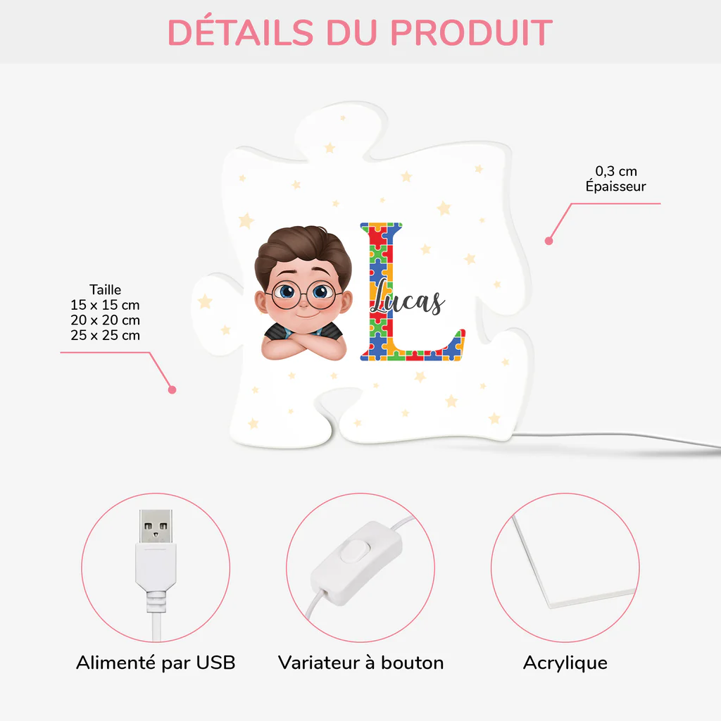 Lightbox Personnalisable Pour Fille Fils - Cadeau Sensibilisation À L'autisme - Image 2