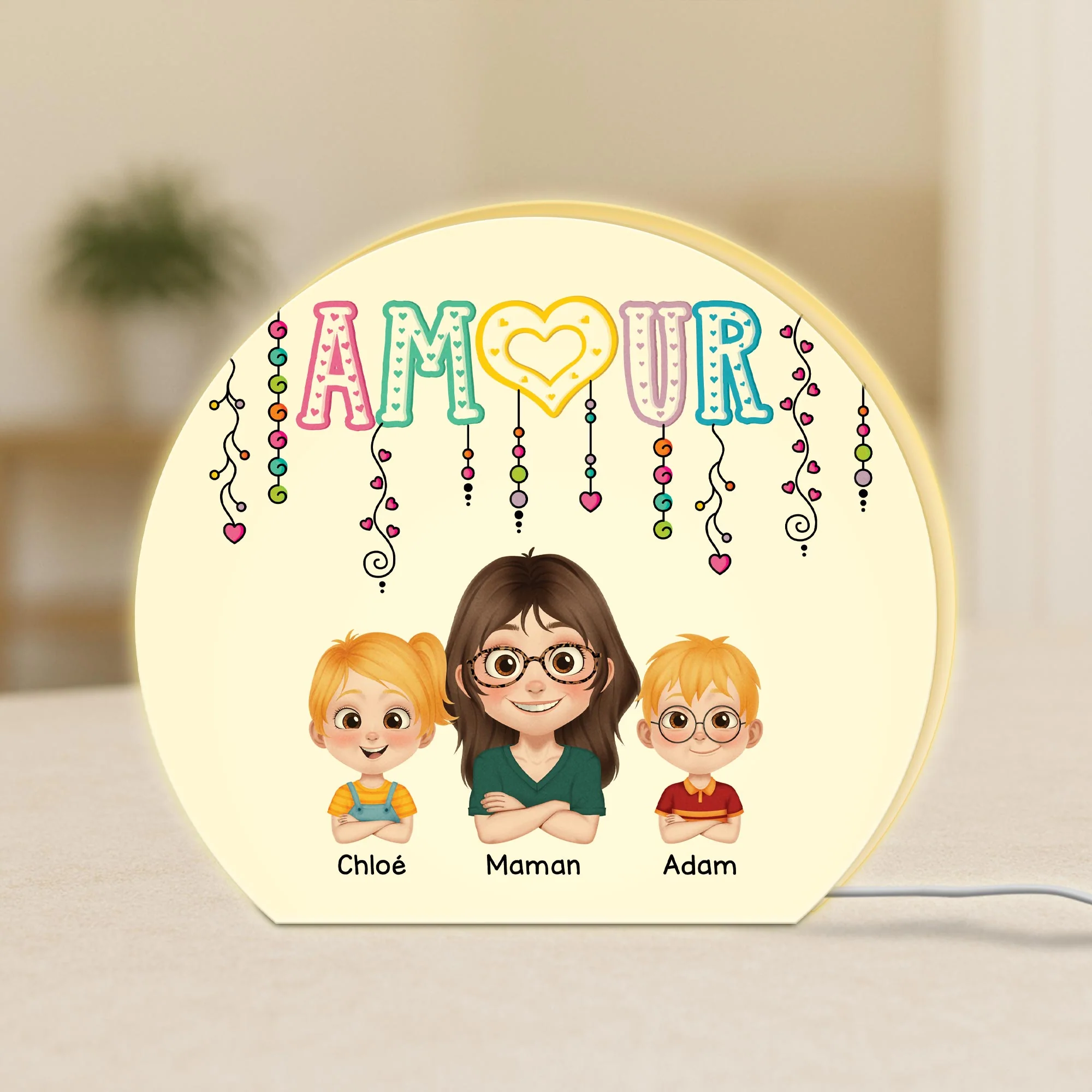 Lightbox Personnalisable Pour Maman - Amour Version Colorée