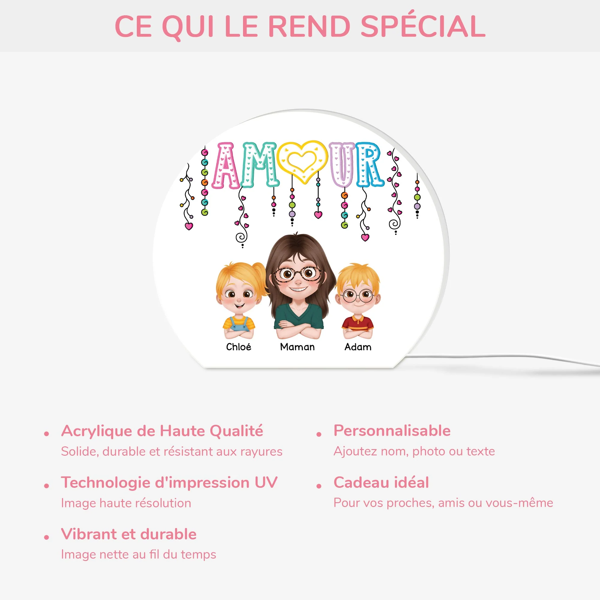 Lightbox Personnalisable Pour Maman - Amour Version Colorée - Image 4
