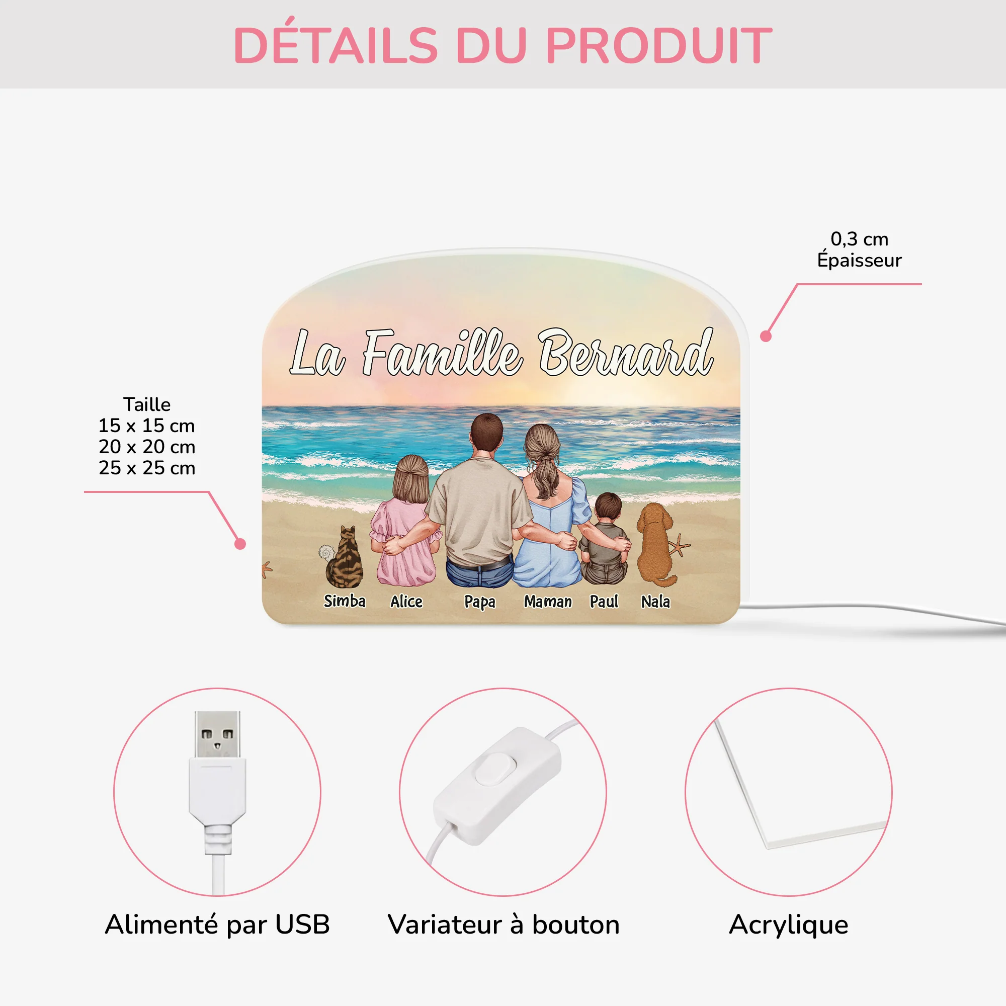 Lightbox Personnalisable Pour Parents - Famille Ensemble - Image 3