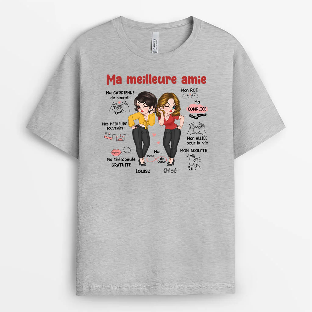 Tee Shirt Personnalisé Meilleure Amie - Ma Meilleure Amie Mon Âme Soeur - Image 2