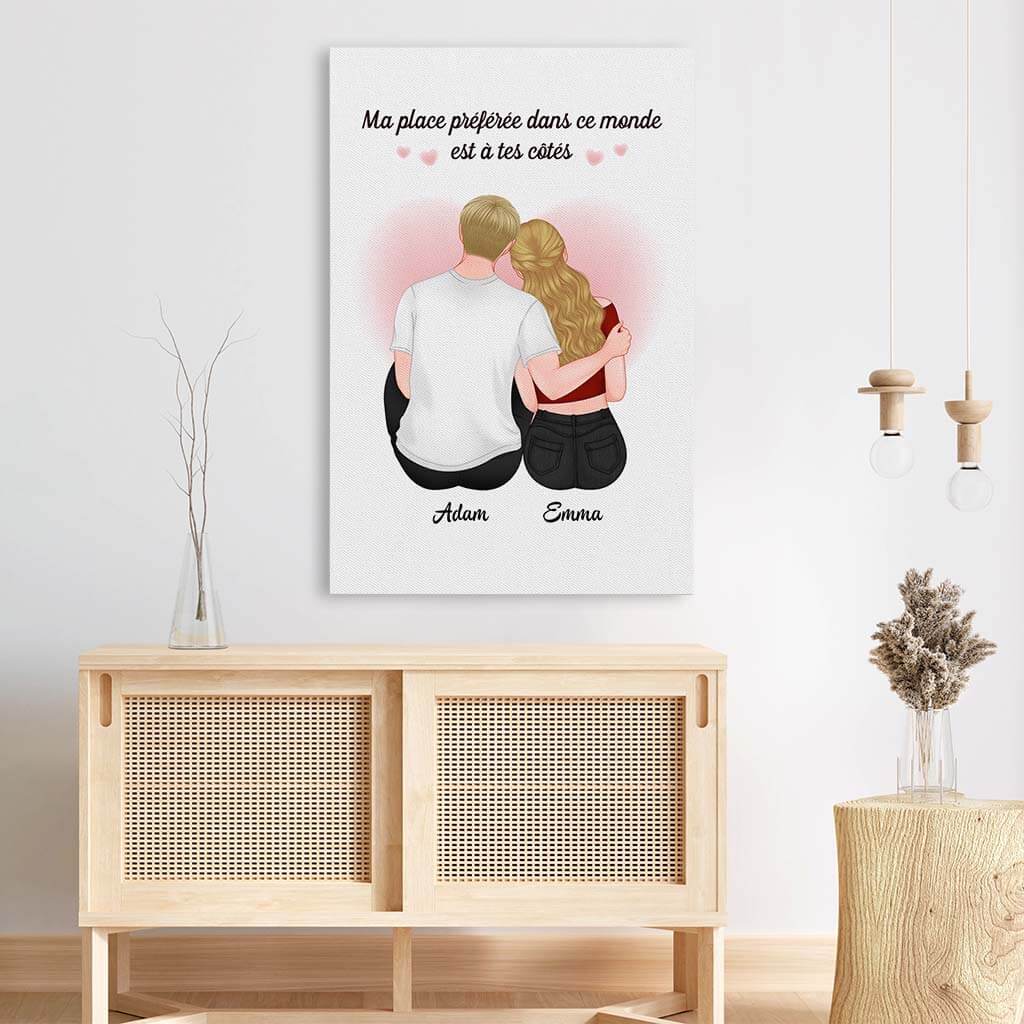 Toile Personnalisée Couple - Ma Place Préférée Dans Ce Monde Est À Tes Côtés - Image 3