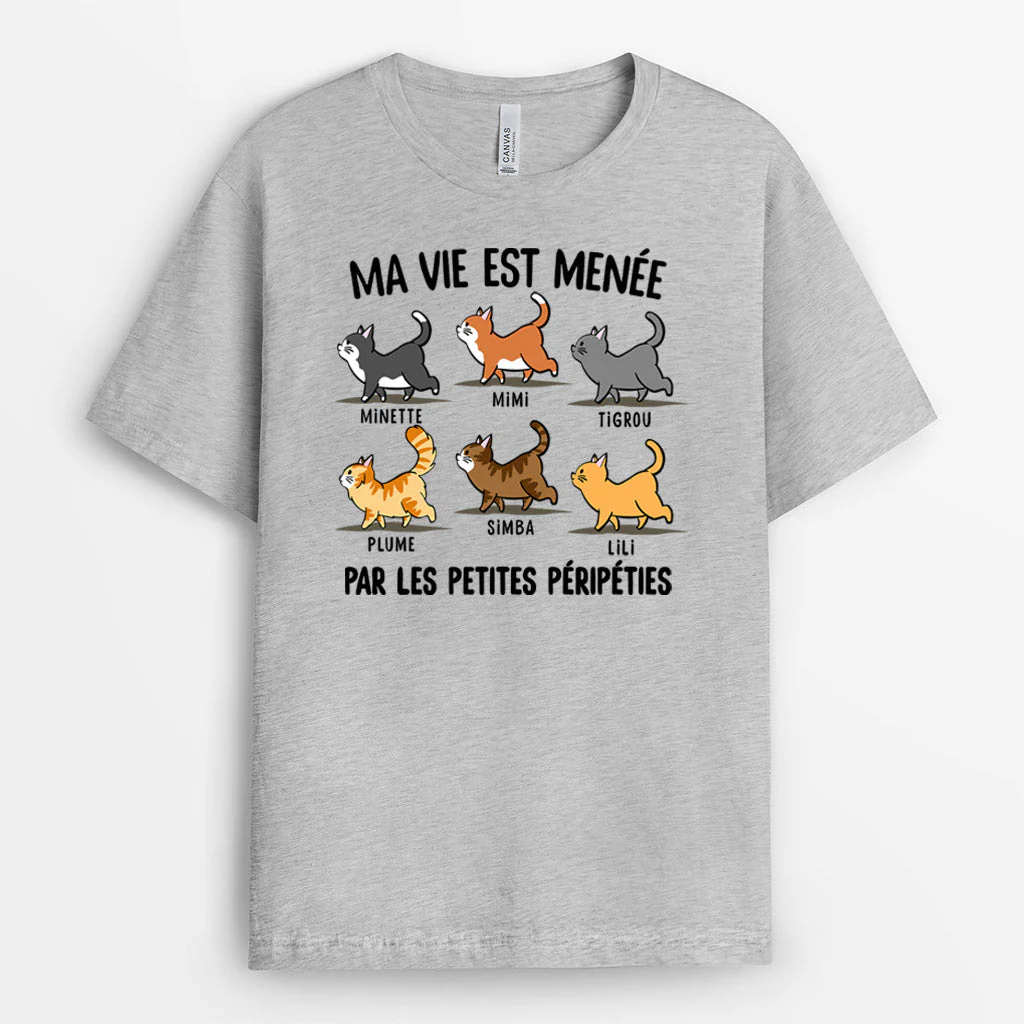 T Shirt Personnalisé Chat - Ma Vie Est Menée Par Les Petites Péripéties - Image 2