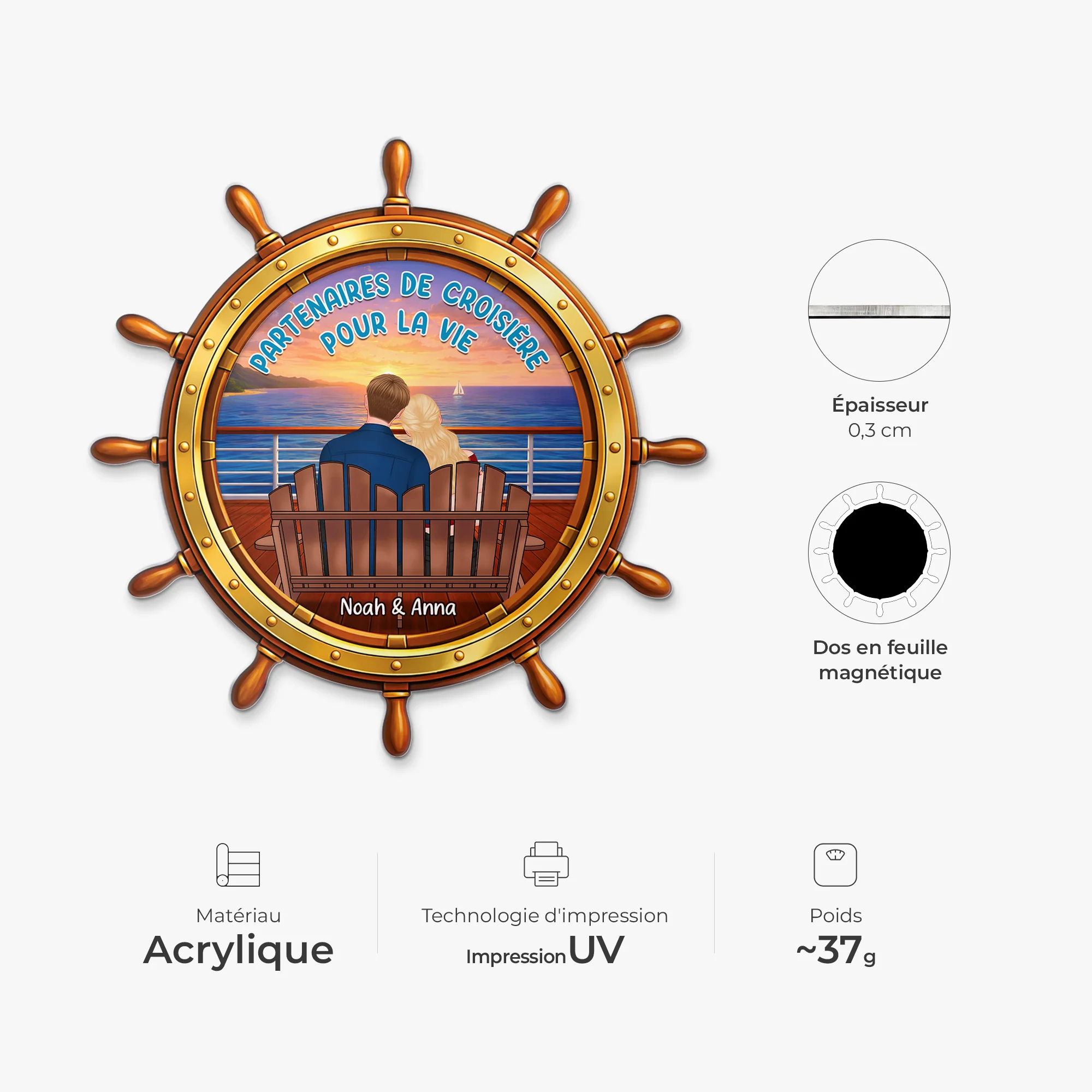 Magnet Acrylique Personnalisé Pour Couple - Partenaires De Croisière À Vie - Image 4