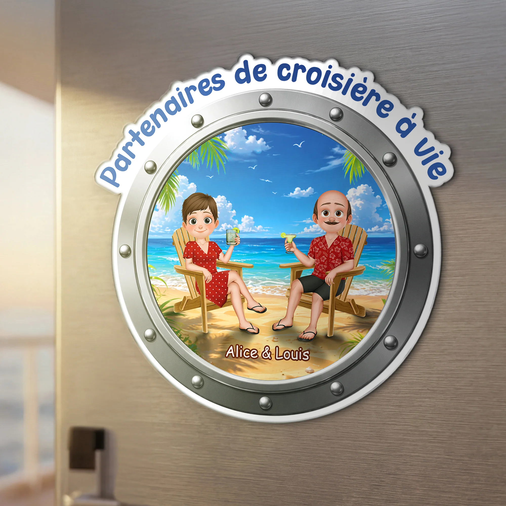 Magnet Prénom Personnalisé En Acrylique Pour Couple - Partenaires De Croisière - Image 2