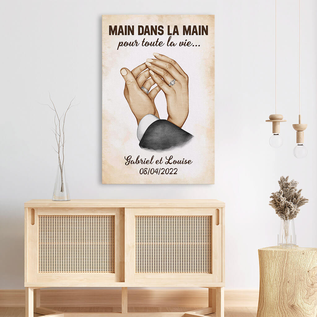 Toile Personnalisée Couple - Main Dans La Main Pour La Vie - Image 3