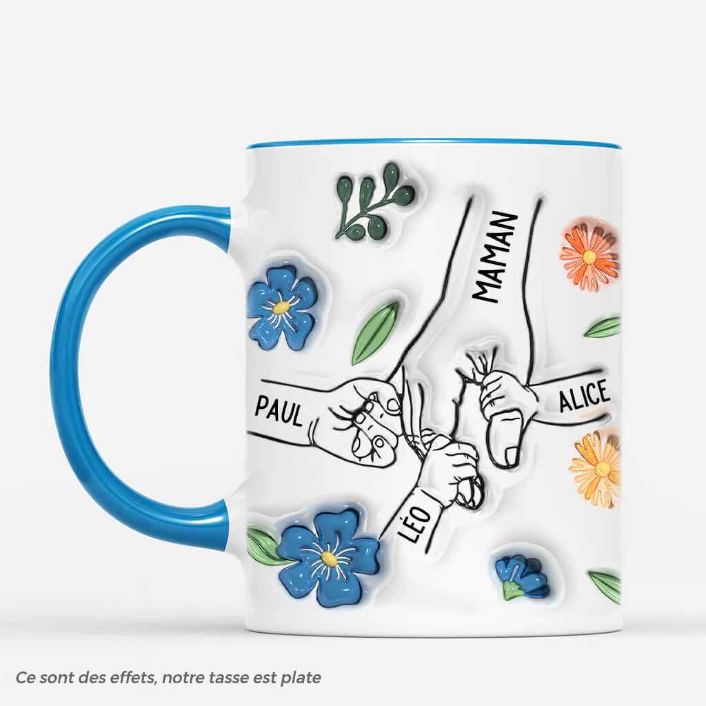 Mug Personnalisé Grand-Mère | Main dans la Main Fleurie - Image 2