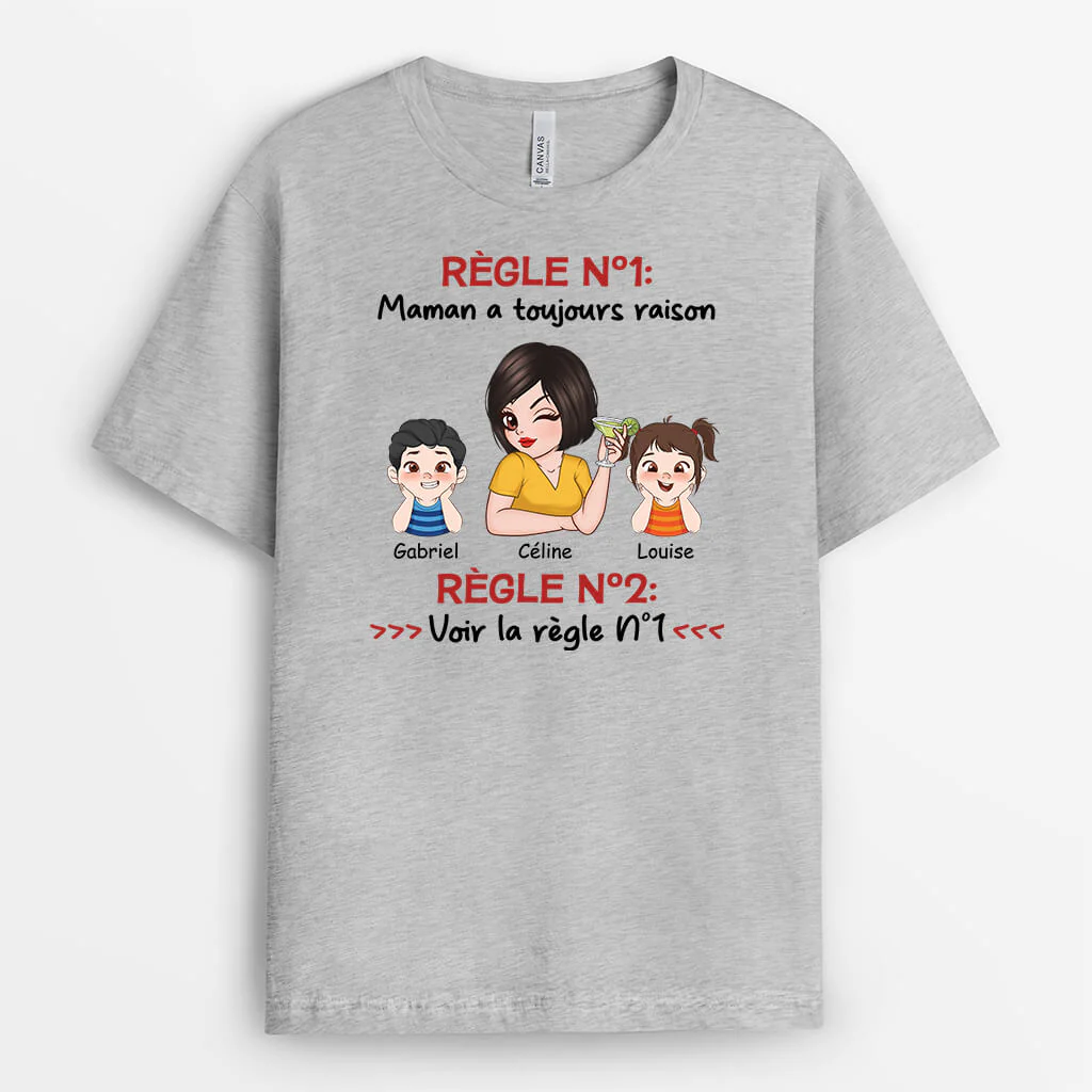 Tee Shirt Personnalisé Fête des Mères - Maman A Toujours Raison - Image 2