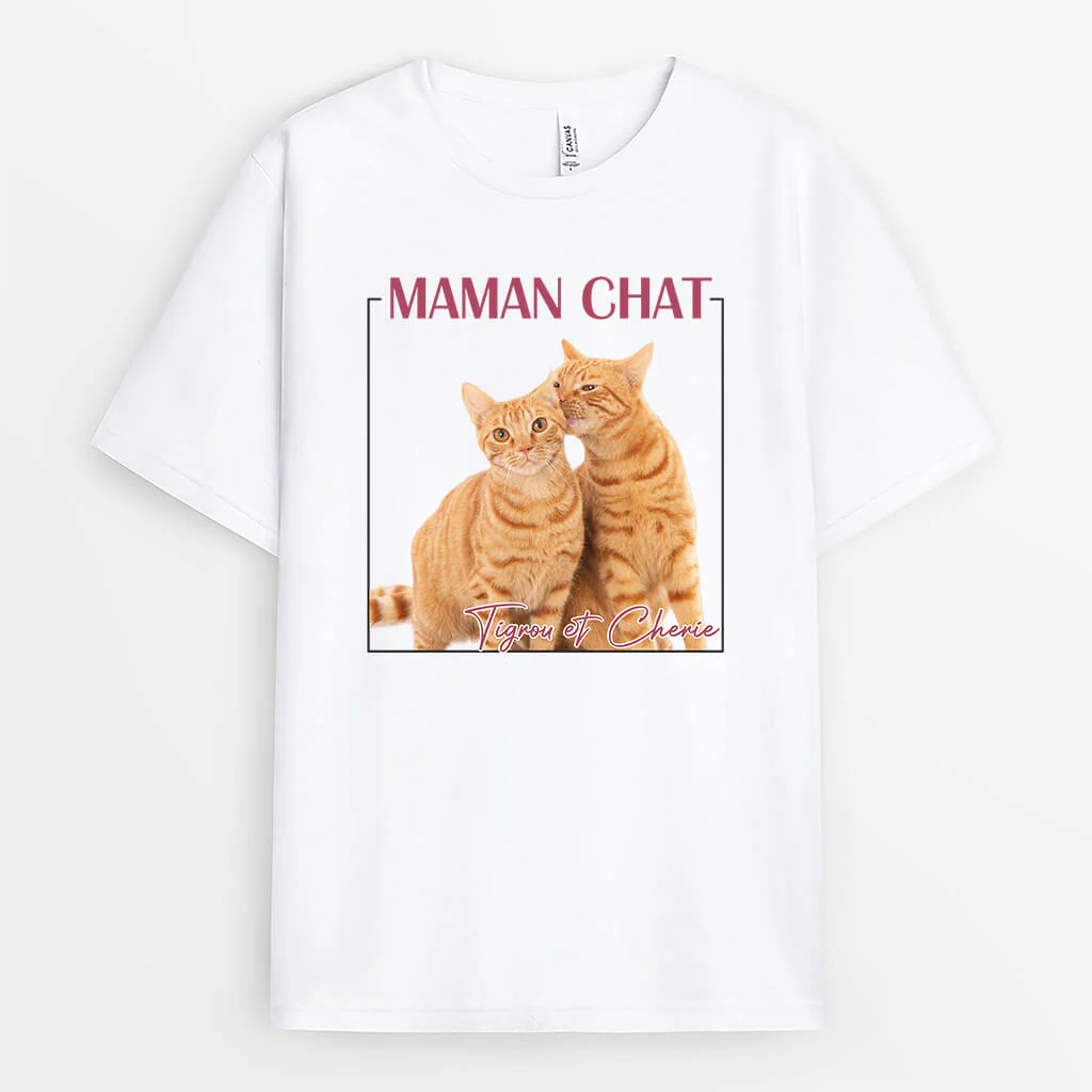 Maman Chat Avec Photo De Chat - T-shirt Original Pour Amoureux Des Chats