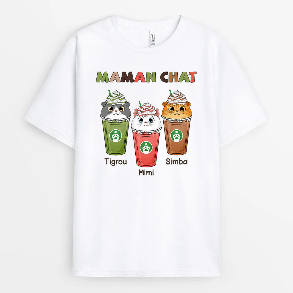 T-shirt Personnalisé Maman - Maman Chat Tasse