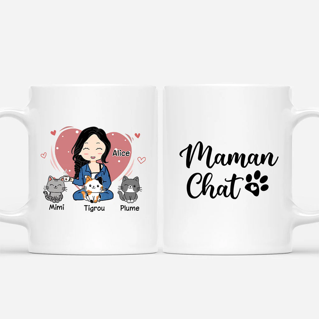 Tasse Personnalisée avec Chat - Tasse Maman Chat Cœur